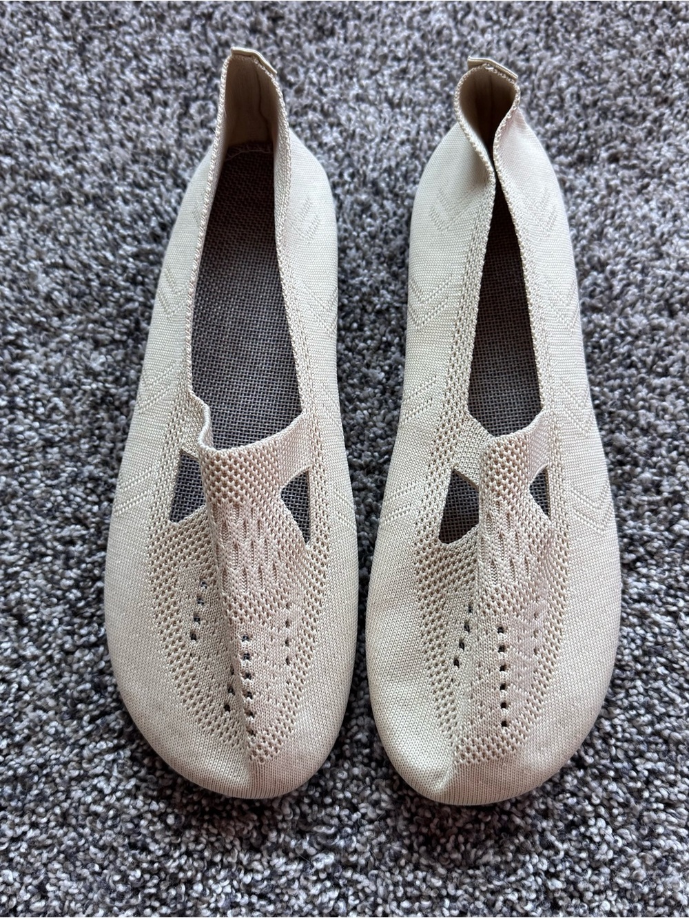 NEW Beige Knit Slip-On Women's Flats